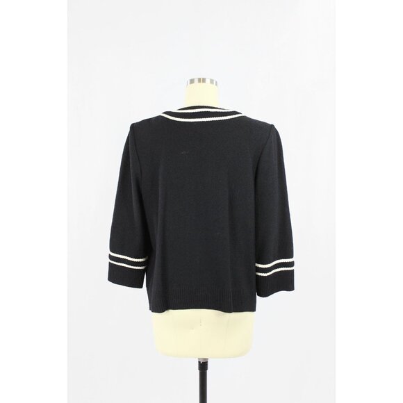 ST JOHN COLLECTION Black Wool Knit Cardigan Jacket, Size 12 - Picture 3 of 13